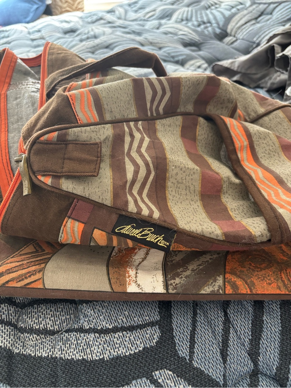 Laurel Burch Brown Tan and Orange Patterned Tote and carry on—2pc